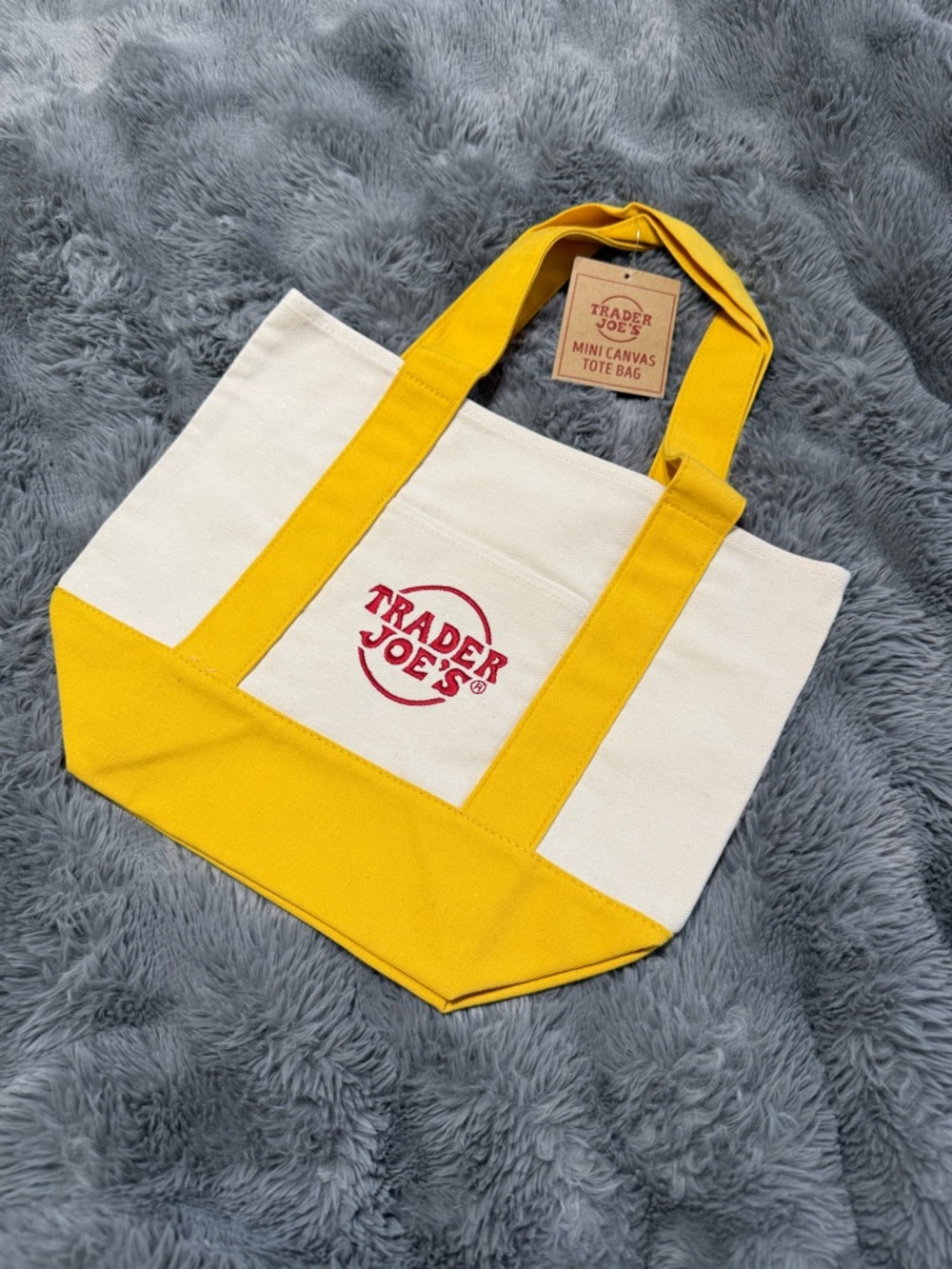 Trader Joe's Yellow & Cream Canvas Tote Bag